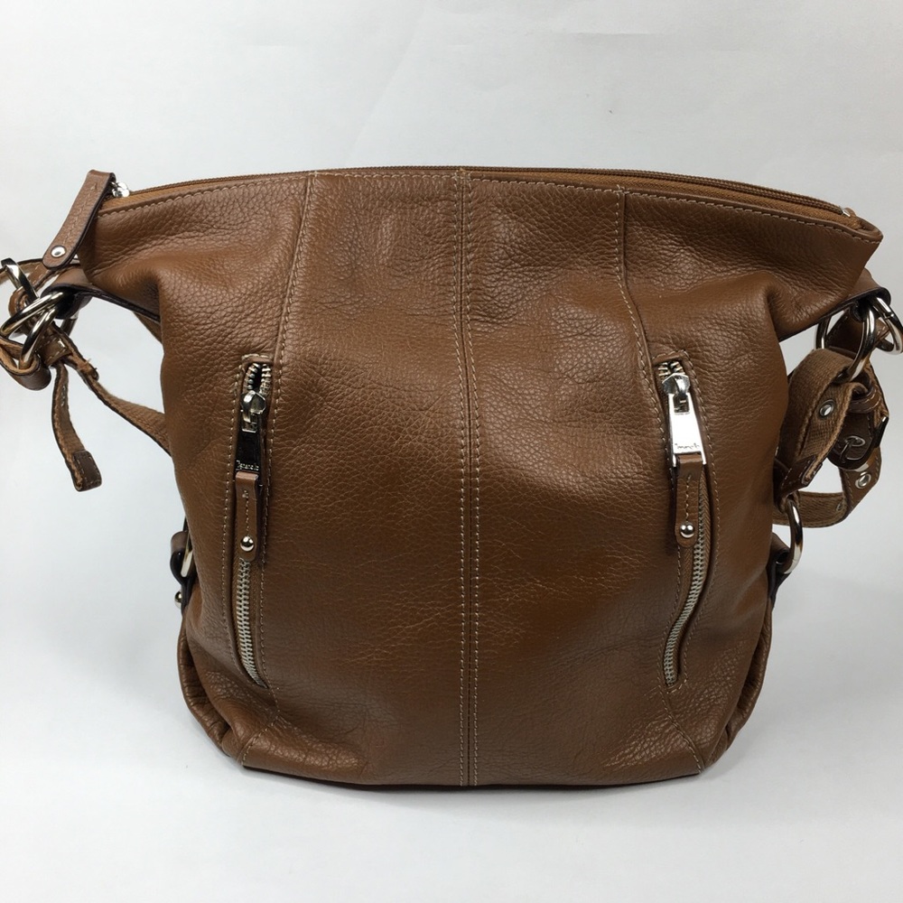 Tignanello Pebble Leather Cognac Shoulder Bag